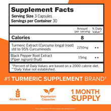 Turmeric Curcumin with Black Pepper, 2250Mg Turmeric Extract with 95% Curcuminoids, Extra Strength Turmeric Supplement, Enhanced Absorption, Joint Support Supplement, 90 Vegetarian Capsules