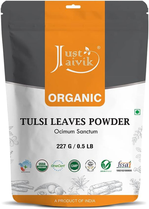 100% Organic Tulsi Powder Holy Basil Powder- Ocimum Sanctum- 0.5 LB / 227 G 1/2 Pound- USDA Organic Certified - an Ayurvedic Adaptogen