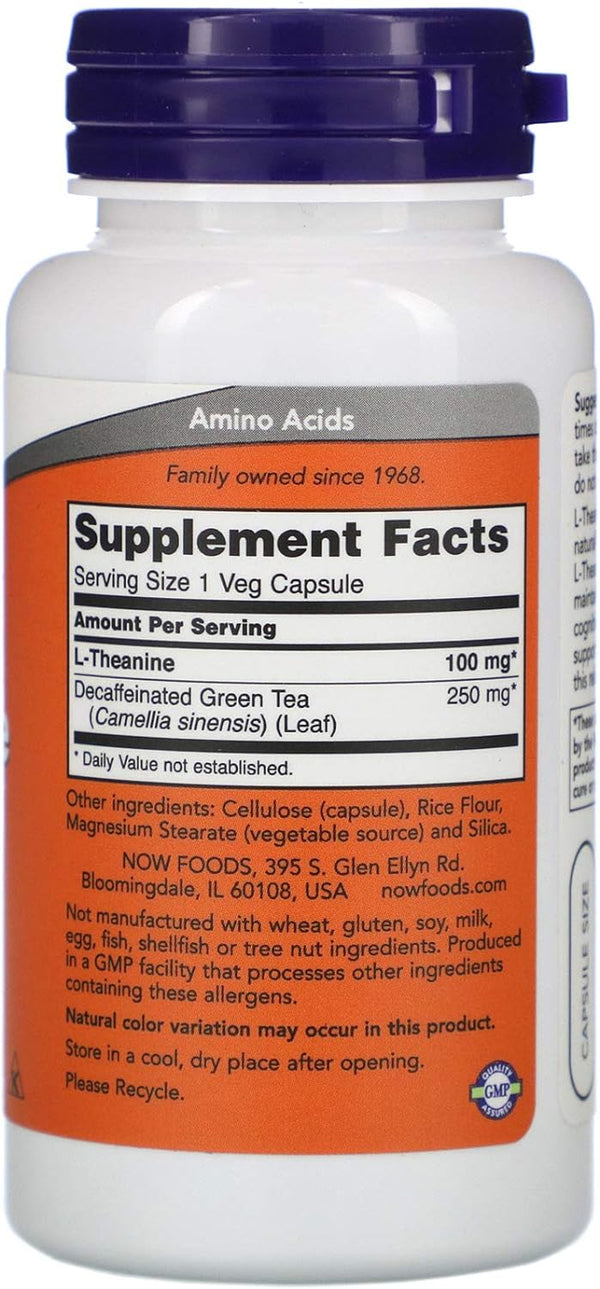 Supplements, L-Theanine 100 Mg with Decaf Green Tea, Stress Management*, 90 Veg Capsules