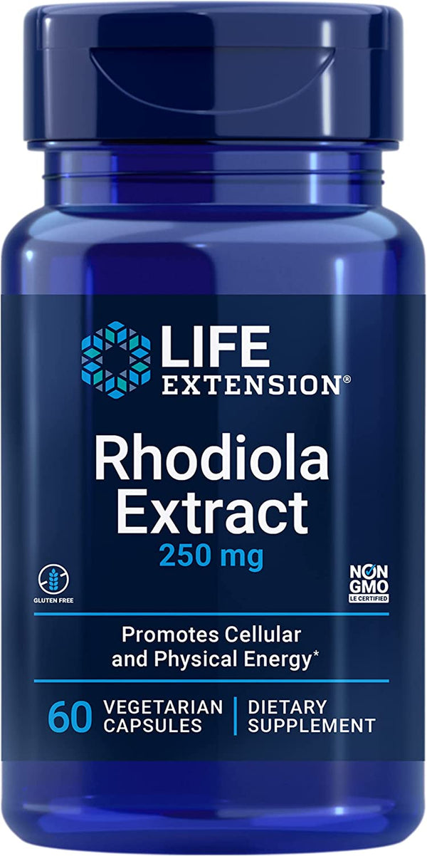 Rhodiola Extract, Rhodiola Rosea Supplement, Standardized Extract, Promotes Physical and Mental Performance, Gluten-Free, Non-Gmo, Vegetarian, 250 Mg, 60 Capsules