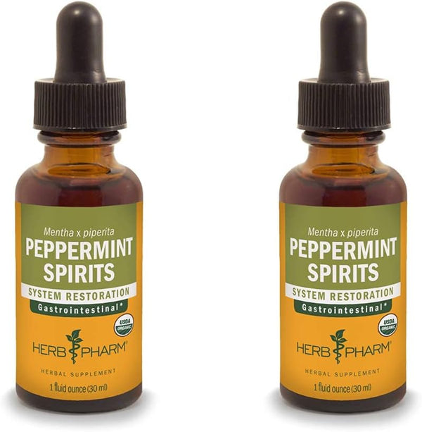 Certified Organic Peppermint Spirits Liquid Extract Digestive System Support* Blend with Essential Oil - 1 Ounce (Pack of 2)