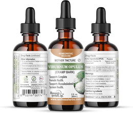 Viburnum Opulus Q (Cramp Bark) - Mother Tincture - Supports Female Health, Supports Musculoskeletal System Health - 2 Fl Oz - Wellnessherbs Ships from USA. Manufactured