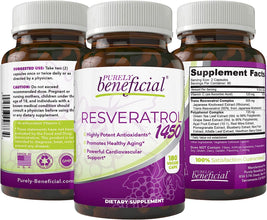 Resveratrol1450-90Day Supply, 1450Mg per Serving of Potent Antioxidants & Trans-Resveratrol, Promotes Anti-Aging, Cardiovascular Support, Maximum Benefits (1Bottle)