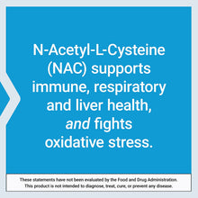 N-Acetyl-L-Cysteine (NAC), Immune, Respiratory, Liver Health, NAC 600 Mg, Potent Antioxidant Support, Free-Radicals, Easy to Absorb, 60 Capsules