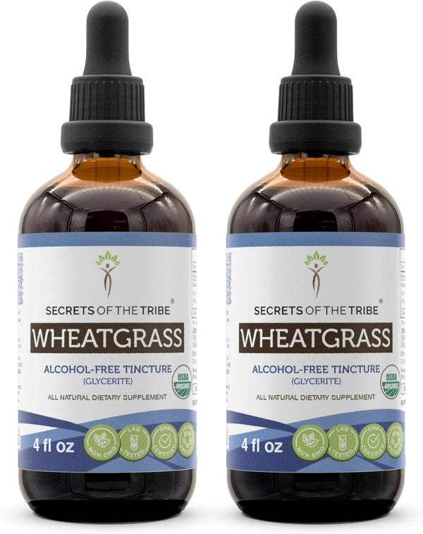 Wheatgrass Tincture Alcohol-Free Extract, High-Potency Herbal Drops, Tincture Made from USDA Organic Triticum Aestivum Health and Wellness/Soothing Effect 2X4 Oz