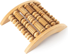 Accessories - Wooden Foot Massager, Grooved Muscle Roller, Helps Ease Muscle Tension and Improve Blood Circulation, Natural Wood Therapy Massage Tools, 29 X 24.5 Cm