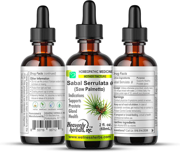 Sabal Serrulata Q - Mother Tincture – Supports Prostate Gland Health – Made in USA – 2 Fl. Oz – Homeopathic Medicine - Wellnessherbs Ships from USA