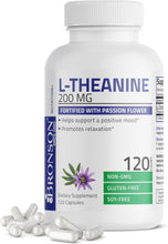 L-Theanine 200Mg (Double-Strength) with Passion Flower Herb, Non-Gmo Gluten-Free Soy-Free Stress Management Supplement, 120 Capsules