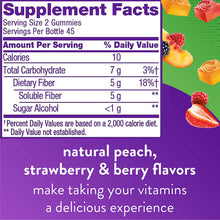 Fiber Well Sugar Free Fiber Supplement, Peach, Strawberry and Blackberry Flavored Supplements, 90 Count