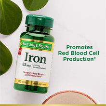 Iron 65Mg, 325 Mg Ferrous Sulfate, Cellular Energy Support, Promotes Normal Red Blood Cell Production, 100 Tablets