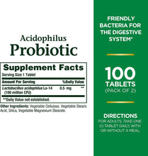 Acidophilus Probiotic, Daily Probiotic Supplement, Supports Digestive Health, Twin Pack, 100 Count (Pack of 2)