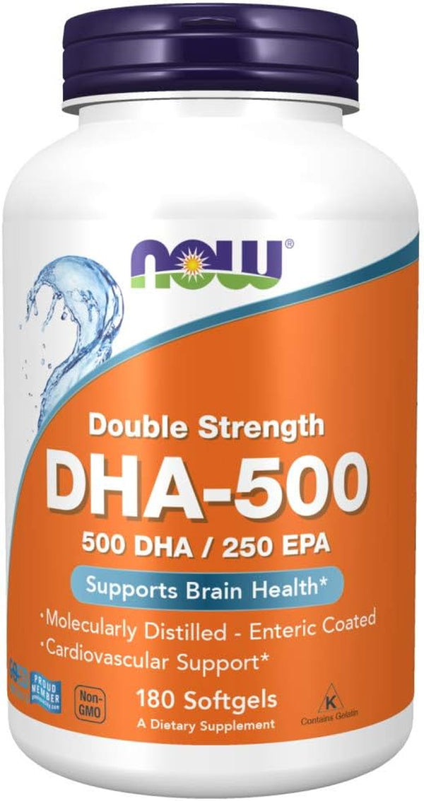 Supplements, DHA-500 with 250 EPA, Molecularly Distilled, Supports Brain Health*, 180 Softgels