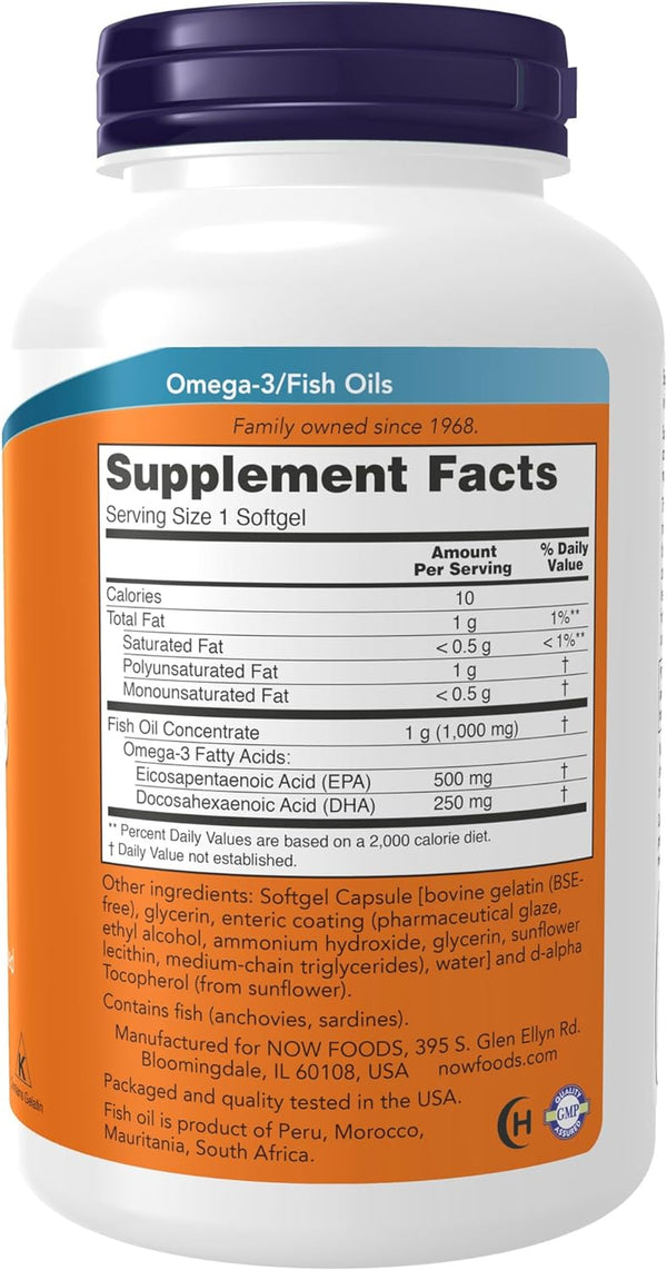 Supplements, Ultra Omega-3 Molecularly Distilled and Enteric Coated, 180 Softgels