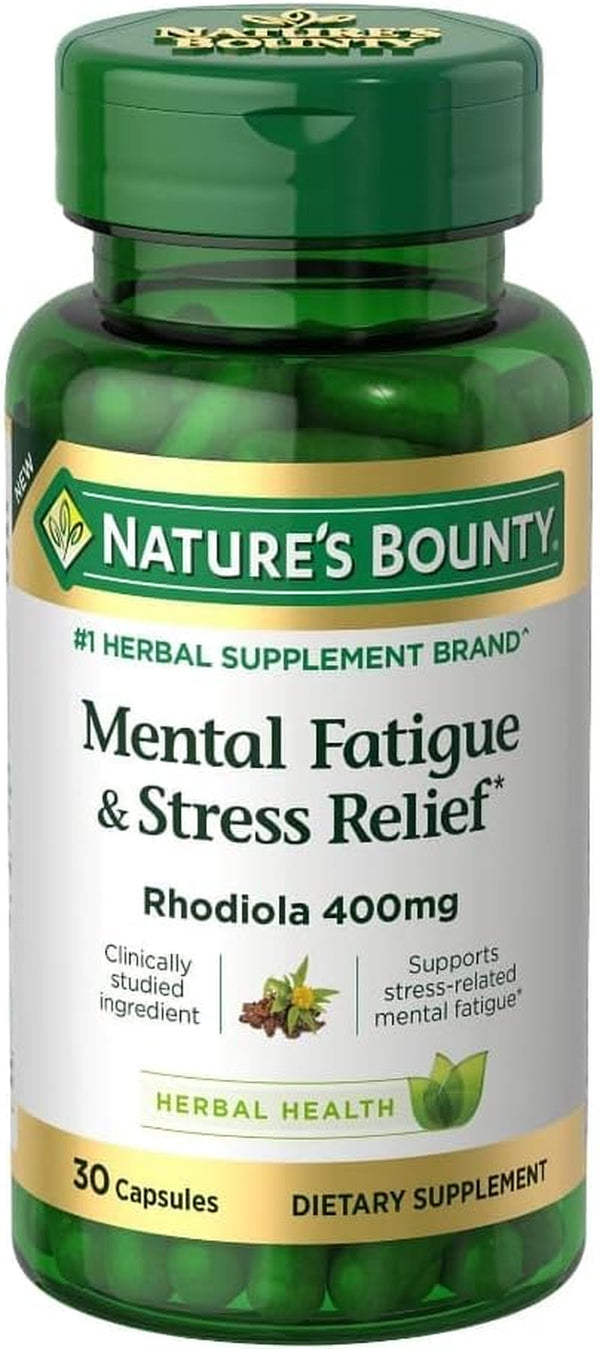 Mental Fatigue and Stress Relief, Rhodiola Supplement, 400 Mg, Capsules, 30 Count