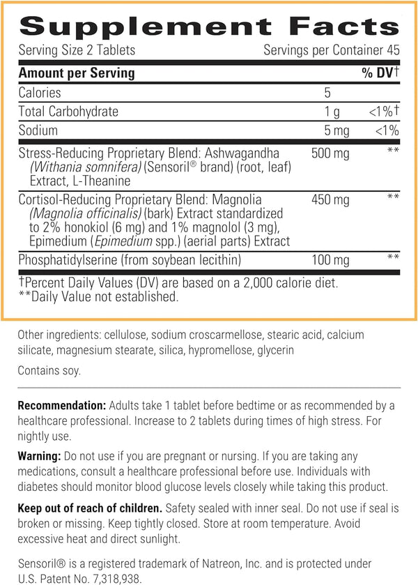 - Cortisol Manager - Supplement with Ashwagandha and L-Theanine - Supports Relaxation & Calm to Support Restful Sleep* - 90 Tablets