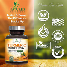 Turmeric Curcumin Supplement with Bioperine 95% Curcuminoids 2600Mg with Black Pepper for Best Absorption, Bottled in USA, Best Natural Vegan Joint Support, Nature'S Tumeric Capsules - 240 Capsules