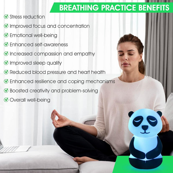 Peaceful Panda Breathing Trainer Light for Calming Stress, Anxiety Relief Items for ADHD, Mindfulness Meditation Tools for Depression, Great Self Care and Mental Health Gifts