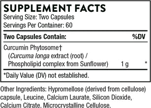 Curcumin Phytosome 1000 Mg (Meriva) - Clinically Studied, High Absorption - Supports Health in Joints, Muscles, GI Tract, Liver, and Brain - 120 Capsules - 60 Servings