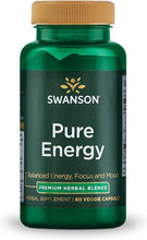 Pure Energy Metabolism Concentration Mental Focus Mood Support Stress Management Adaptogenic Herbs Herbal Supplement 60 Veggie Capsules (Veg Caps) Vegan