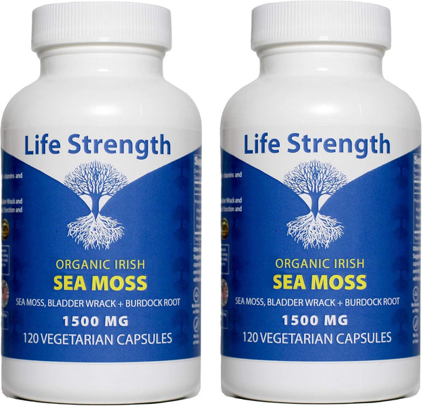 Sea Moss Capsules (Pack of 2) - Wildcrafted Irish Sea Moss, Bladderwrack & Burdock Root Superfood Blend - Immune System, Joint, Gut Health & Thyroid Support - 240 Vegetarian Capsules