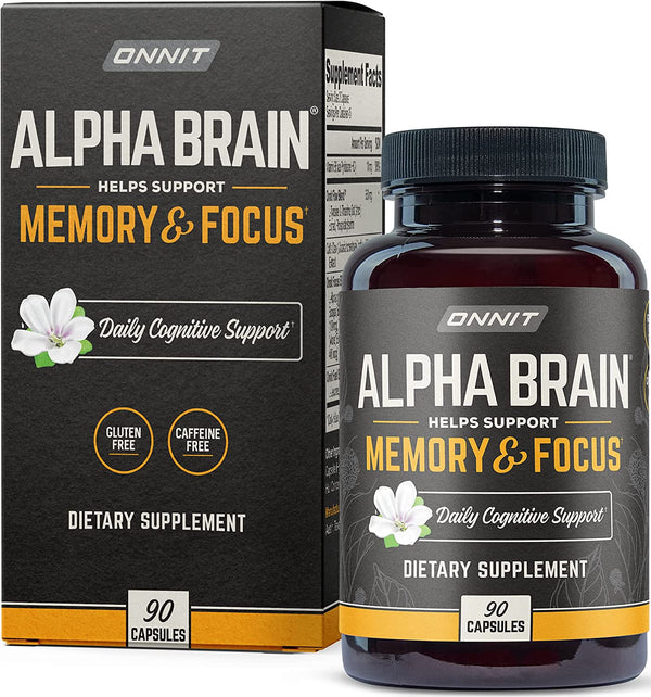 Alpha Brain Premium Nootropic Brain Supplement, 90 Count - Caffeine-Free Focus Capsules for Concentration, Brain Booster & Memory Support - Cat'S Claw, Bacopa, Oat Straw