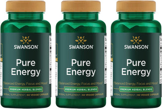 Pure Energy Metabolism Concentration Mental Focus Mood Support Stress Management Adaptogenic Herbs Herbal Supplement 60 Veggie Capsules (Veg Caps) Vegan (3 Pack)