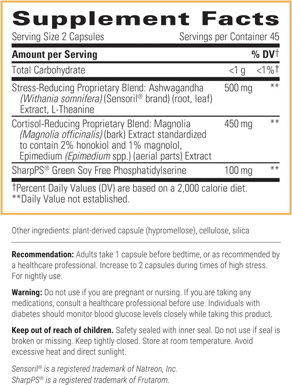 Cortisol Manager - Allergen-Free - Supplement with Ashwagandha and L-Theanine - Supports Relaxation & Calm to Support Restful Sleep* - 90 Tablets