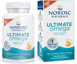 Ultimate Omega, Lemon Flavor - 90 Soft Gels - 1280 Mg Omega-3 - High-Potency Omega-3 Fish Oil Supplement with EPA & DHA - Promotes Brain & Heart Health - Non-Gmo - 45 Servings