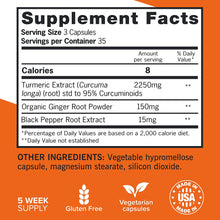 Turmeric Curcumin with Black Pepper & Ginger, 2400Mg Turmeric Extract with 95% Curcuminoids, Extra Strength Supplement, Enhanced Absorption, Joint Support Supplement, 105 Count