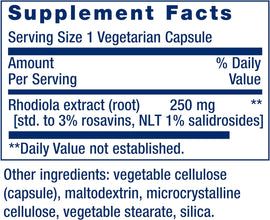 Rhodiola Extract, Rhodiola Rosea Supplement, Standardized Extract, Promotes Physical and Mental Performance, Gluten-Free, Non-Gmo, Vegetarian, 250 Mg, 60 Capsules