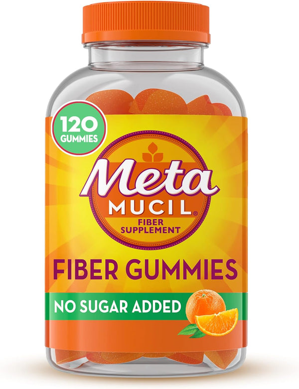 Fiber Gummies for Adults, No Sugar Added Orange Flavor, 5G Prebiotic Plant Based Fiber Supplement Blend, 120 Count