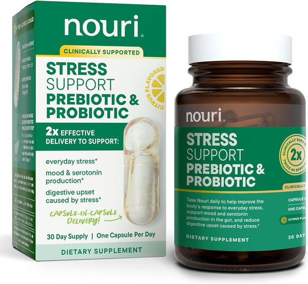 Stress Support Daily Prebiotic & Probiotic Capsules with Plant-Based Omega Oil, Preforpro Bacteriophage for Cortisol Management and Daily Stress Support