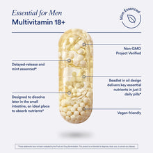 Multivitamin for Men 18+ with Zinc, Vitamin a and D3 for Immune Function Support*, Omega-3 DHA, B12, K2, Gluten Free, Non-Gmo, Mint Essenced, 30 Day Supply, 60 Vegan Capsules