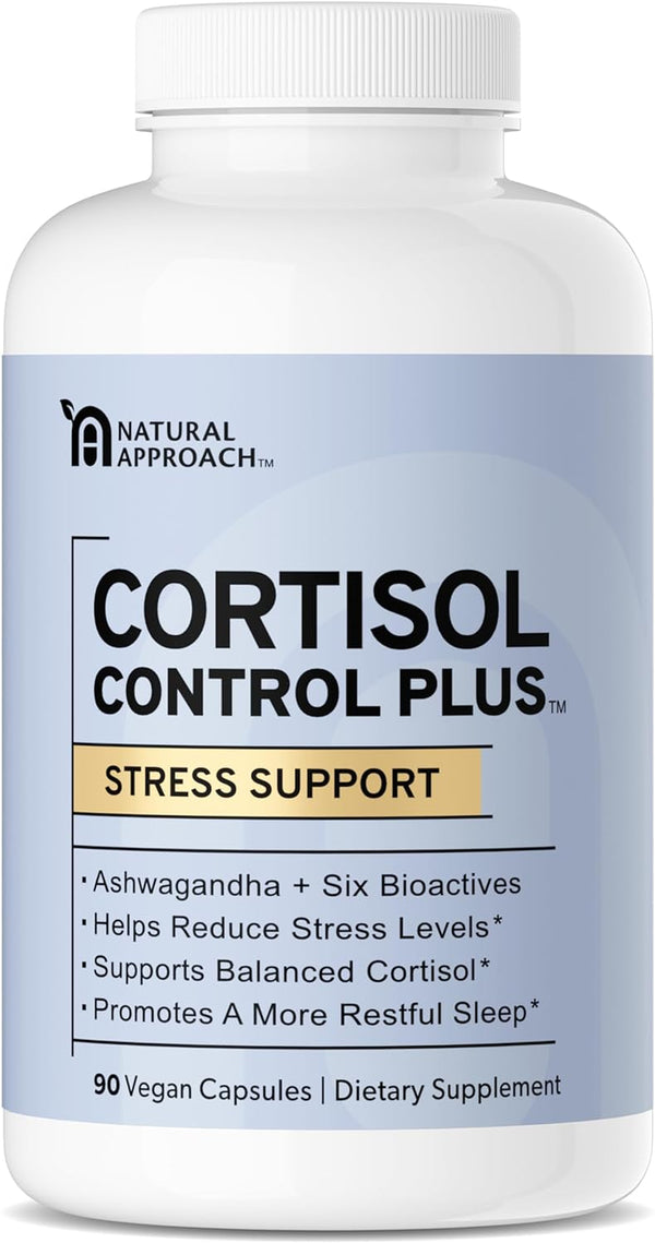 Cortisol Control plus - Supports Stress Relief, Balanced Cortisol Response, Relaxation and Restful Sleep - Ashwagandha, Rhodiola, Curcumin, Magnesium & More | Premium Supplement | 90 Capsules