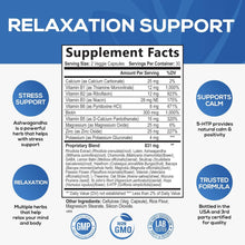 Calm & Stress Support Supplement - with Magnesium, Ashwagandha, 5-HTP, L-Theanine, GABA - Natural Stress & Immune Support to Relax, Focus, Unwind - Vegan & Non-Gmo - 60 Capsules