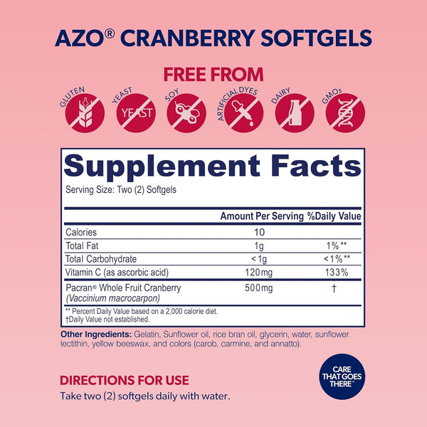 Cranberry Urinary Tract Health Supplement, 1 Serving = 1 Glass of Cranberry Juice, Sugar Free Cranberry Pills, Non-Gmo 100 Softgels