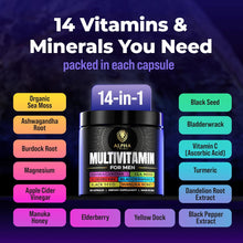 Multivitamin for Men with Sea Moss, Black Seed Oil, Ashwagandha, Turmeric Bladderwrack, Burdock,Vitamin C, Elderberry, Manuka, Yellow Dock | Daily Men'S Vitamins and Minerals Supplement