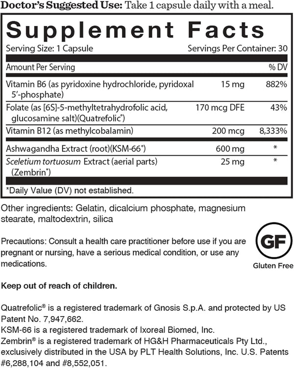 Dr. Williams’ Ashwabright Stress & Mood Supplement Helps You Cope with Stress and Boosts Your Mood to Help Improve Feelings of Happiness (30 Capsules)