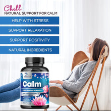 Calm & Stress Support Supplement - with Magnesium, Ashwagandha, 5-HTP, L-Theanine, GABA - Natural Stress & Immune Support to Relax, Focus, Unwind - Vegan & Non-Gmo - 60 Capsules