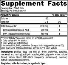 Ultimate Omega, Lemon Flavor - 90 Soft Gels - 1280 Mg Omega-3 - High-Potency Omega-3 Fish Oil Supplement with EPA & DHA - Promotes Brain & Heart Health - Non-Gmo - 45 Servings