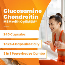 Glucosamine Chondroitin Msm with Optimsm Capsules, Supports Healthy Joint Structure, Function & Comfort, Non-Gmo, Gluten Free, Soy Free, 240 Count (Pack of 1)