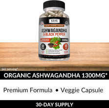 Organic Ashwagandha Capsules Extra Strength - Stress Relief Formula, Natural Mood Support, Stress, Focus, and Energy Support Supplement, 60 Capsules