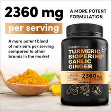 4-In-1 Turmeric and Garlic Supplements with Bioperine 2360 Mg (120 Ct) Turmeric Ginger Root Capsules with Garlic - Turmeric Curcumin with Black Pepper for Joint, Digestion & Immune Support (Pack of 1)