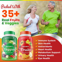 Fruits and Veggies Supplement - 90 Fruit and 90 Veggie Capsules - Supports Energy Levels, High Lycopene, Vitamins & Minerals -Made in the USA - 90 Count (Pack of 2)