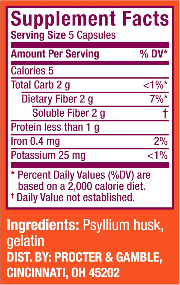 3-In-1 Fiber Capsules, Daily Fiber Supplement for Digestive Health, Plant-Based Psyllium Husk Fiber Capsules, #1 Doctor Recommended Fiber Brand, 300Ct Capsules