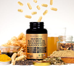 Sea Moss 3000Mg Black Seed Oil 2000Mg Ashwagandha 1000Mg Turmeric 1000Mg Bladderwrack 1000Mg Burdock 1000Mg Manuka Honey Dandelion ACV - 120 Capsules | 60 Days Supply | Vegan