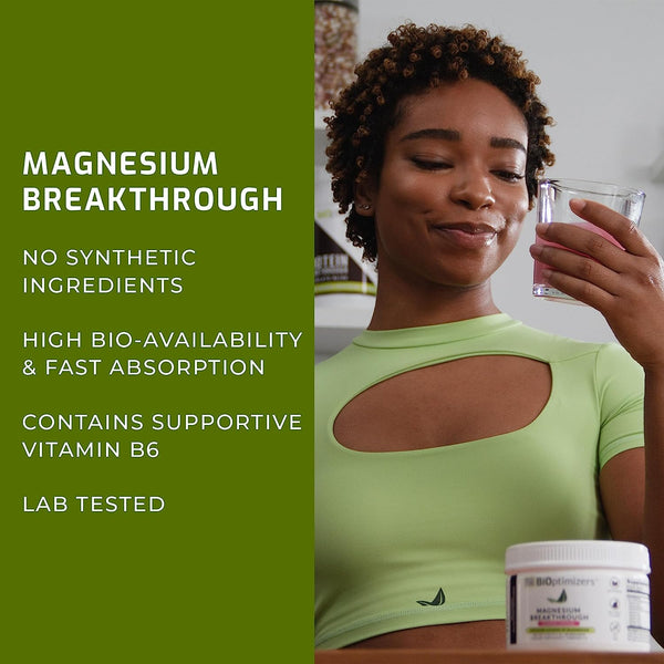 Magnesium Breakthrough Drink Raspberry Lemonade - 8 Forms of Magnesium: Glycinate, Malate, Citrate, and More - Natural Sleep and Brain Supplement – 6 Oz (30 Servings)