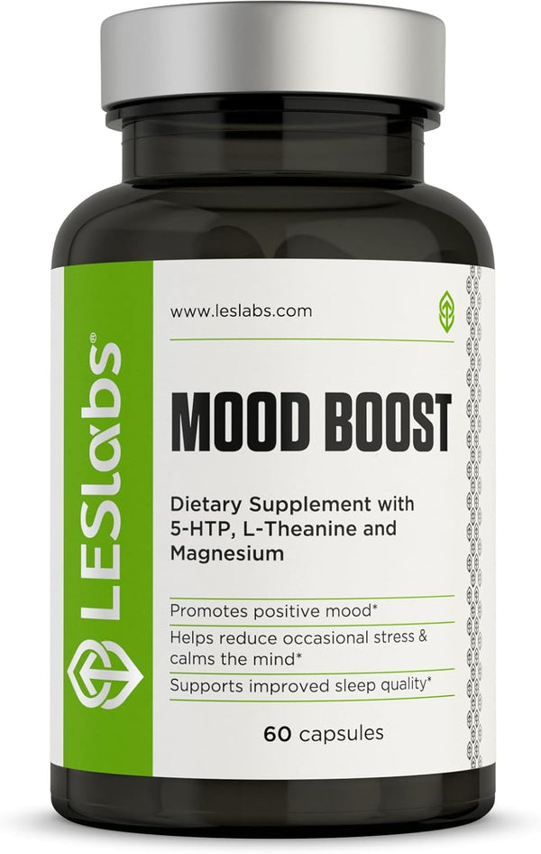 Mood Boost – Stress Relief, Mood Support, Deep Relaxation & Better Sleep – 5-HTP, Ashwagandha, Rhodiola Rosea, Magnesium, L-Theanine & GABA – Non-Gmo Supplement – 60 Capsules