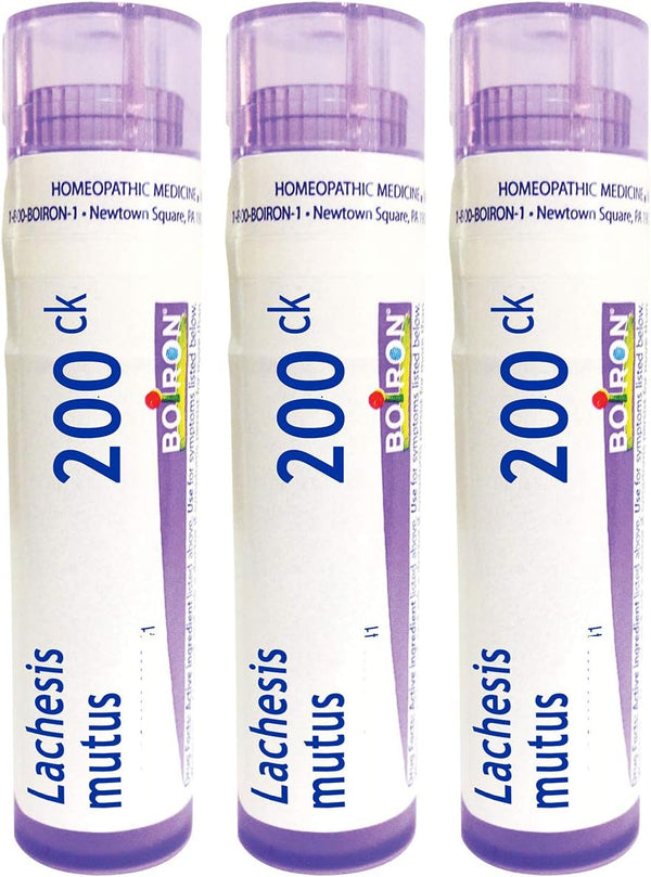 Lachesis Mutus 200Ck Homeopathic Medicine for Hot Flashes Associated with Menopause - Pack of 3 (240 Pellets)