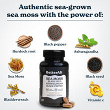 Sea Moss Capsules- Irish Sea Moss with Black Seed Oil, Ashwagandha & Black Pepper for Stamina, Strength & Endurance- High Potency Sea Moss Supplement - 60 Servings, 120 Capsules